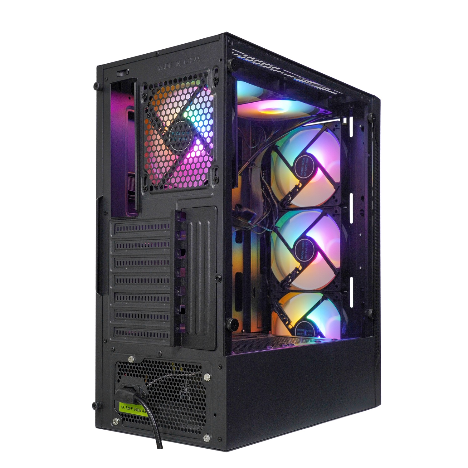 Desktop ATX Computer  Gaming Case with RGB fans,   Tempered Glass USB3.0
